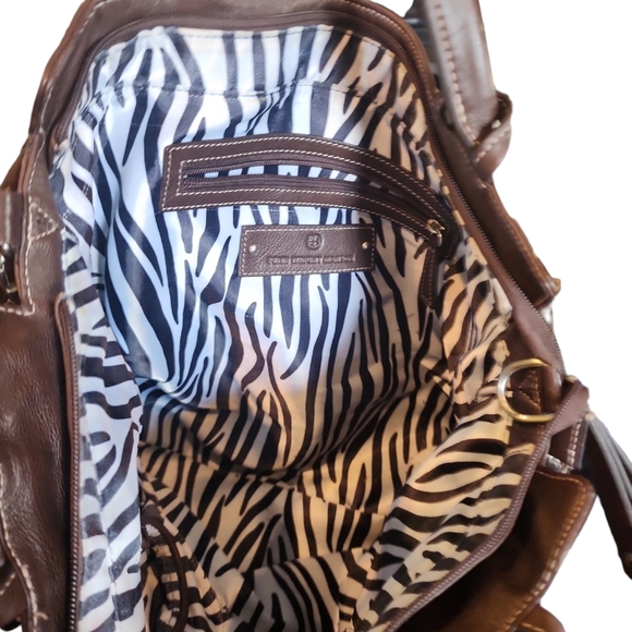 STUNNING BROWN LEATHER STUDDED BAG FROM *FENN WRIGHT MANSON EUC - Picture 3 of 10